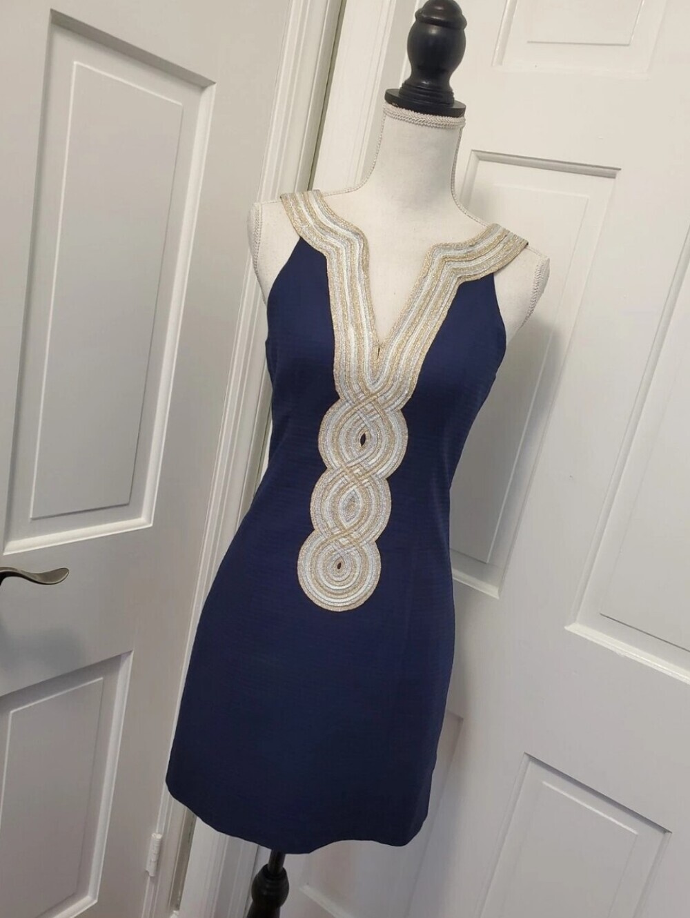 Lilly Pulitzer Valli Navy Shift Dress Size 0, Classic, formal, 100% Cotton